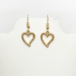 Earrings Heart Minimalist Silhouette Gold Tone Boho Love Minimalist Valentine’s
